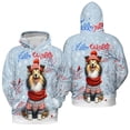 thumbnail image 3 of Hello Winter Shetland Sheepdog Smiling in Red Scarf Hat Welcome Christmas All Over Print 3D Hoodie Unisex Merch Hoodies Sheltie Dog Lover Gifts - 00017, 3 of 6