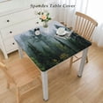 thumbnail image 2 of HAOXIT Waterproof Square Fitted Table Cover, Autumn Carpathian Mountains Forest Misty Landscape Elastic Edged Tablecloth, Wipeable Square Table Cover for Kitchen, Parties, Buffet Table 48''x48'', 2 of 7