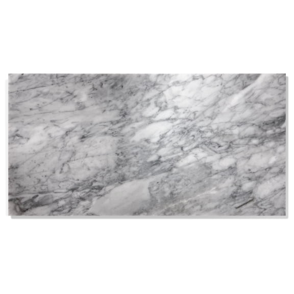 Youmumeub 12x24 Polished Carrara Marble Tile, Genuine Natural Marble for Bathroom Wall and Floor, Gray, 4 Pcs/Box