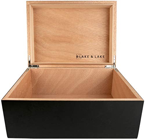 Large Wooden Box with Hinged Lid Wood Storage Box with