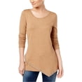 thumbnail image 1 of I.N.C Womens Studded Asymmetrical Knit Sweater, Brown, Small, 1 of 1