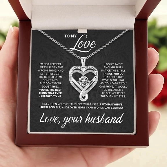 Faty-T To My Love 925 Silver Heart Necklace From Husband,Infinite Love Knot Necklace for Women with Gift Box,I Love You Necklace for Wife Girlfriend Birthday