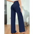 thumbnail image 6 of Wide Leg Pants Woman High Waist Yoga Pants with Pockets Loose Stretch Work Sweatpants Casual Lounge Navy Blue XL, 6 of 7