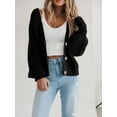 thumbnail image 4 of Women's Chunky Knit Open Front Sweater Long Sleeve Button Loose Short Cardigan Outerwear Coats, 4 of 14