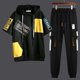 thumbnail image 3 of Conjuntos de pantalones básicos Kpop, camiseta gris para hombre, top informal elástico, ropa elegante y moderna para hombre, corte entallado, manga corta, estética XL, 3 of 5