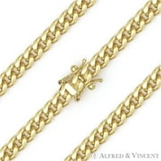 5.1mm Miami Cuban / Curb Link Italian Chain Necklace in Solid .925 Sterling Silver w/ 14k Yellow Gold