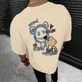 thumbnail image 5 of Summer Hop T Shirts for Men Crewneck Short Sleeve Y2K Graphic Tee Relaxed Fit Streetwear Tops Beige XXL, 5 of 8