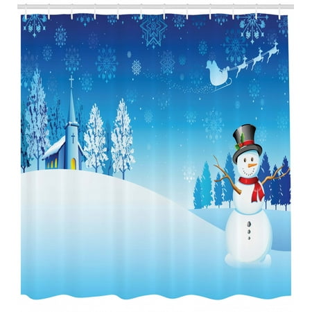 Christmas Shower Curtain Snowman On The Christmas Eve Santa S