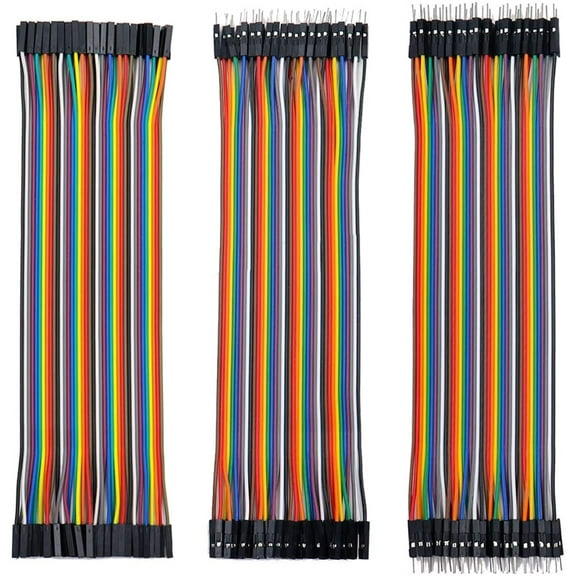 Jumper Wire Cable 3 x 40pcs Each 20cm,3 in 1 Dupont Breadboard Cables,Male to Female,Male to Male,Female to Female,for Arduino,Raspberry Pi Breadboard