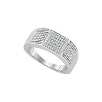 Sterling Silver Mens Round Diamond Square Cluster Ring 1/4 Cttw