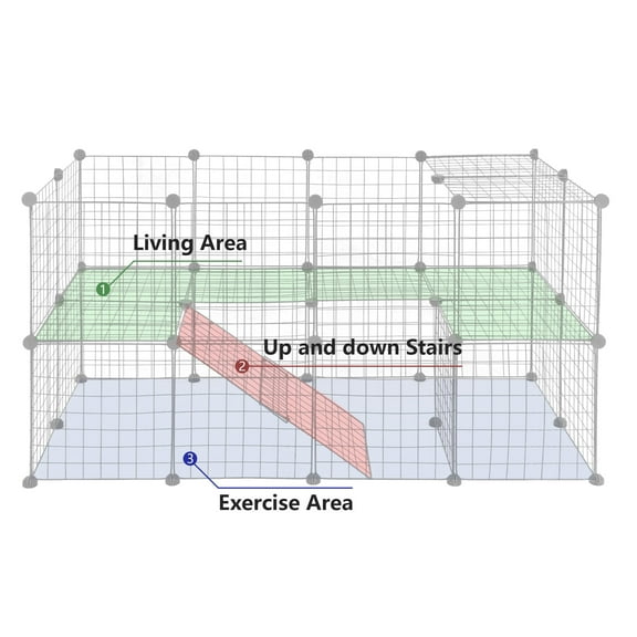 HomGarden 36 Panels Small Animal Playpen DIY Pet Cage Metal Mesh W/ Ramp for Bunnies Puppies