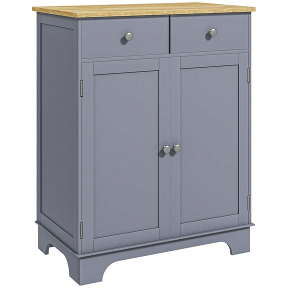 CoSoTower Sideboard Buffet Cabinet, Double Door Kitchen Cabinet, Coffee Bar Storage with 2 Drawers, Adjustable Shelf for Living Room and Hallway, Gray