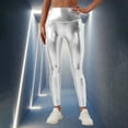 thumbnail image 5 of Bibifish Womens Leggings Gold Shiny Metallic Leggings High Waist Elastic Fabric Slim Fit Casual Party Carnival Performance Stylish Leggings, 5 of 7