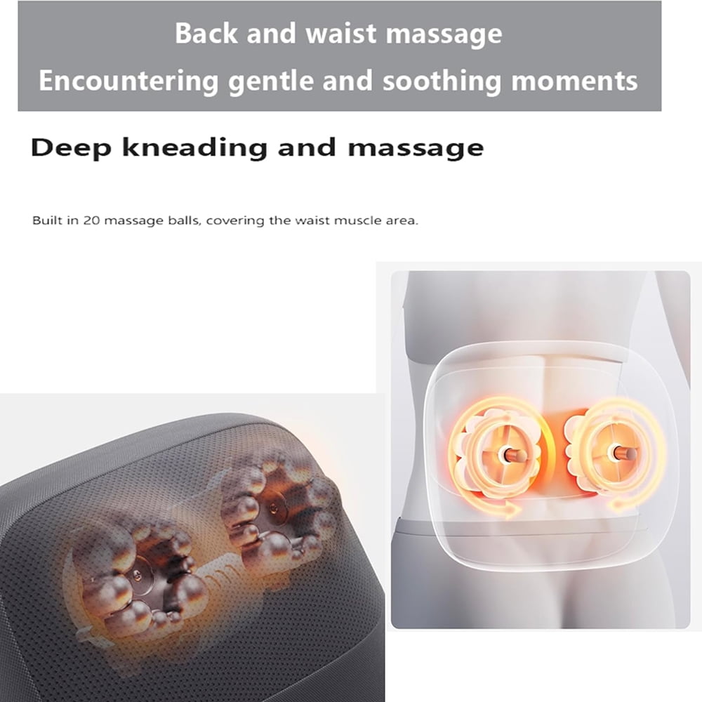 Cordless Shiatsu Back Massager - 3D Kneading Pillow with Double-Sided Heat, Neck/Shoulder/Waist/Leg Use