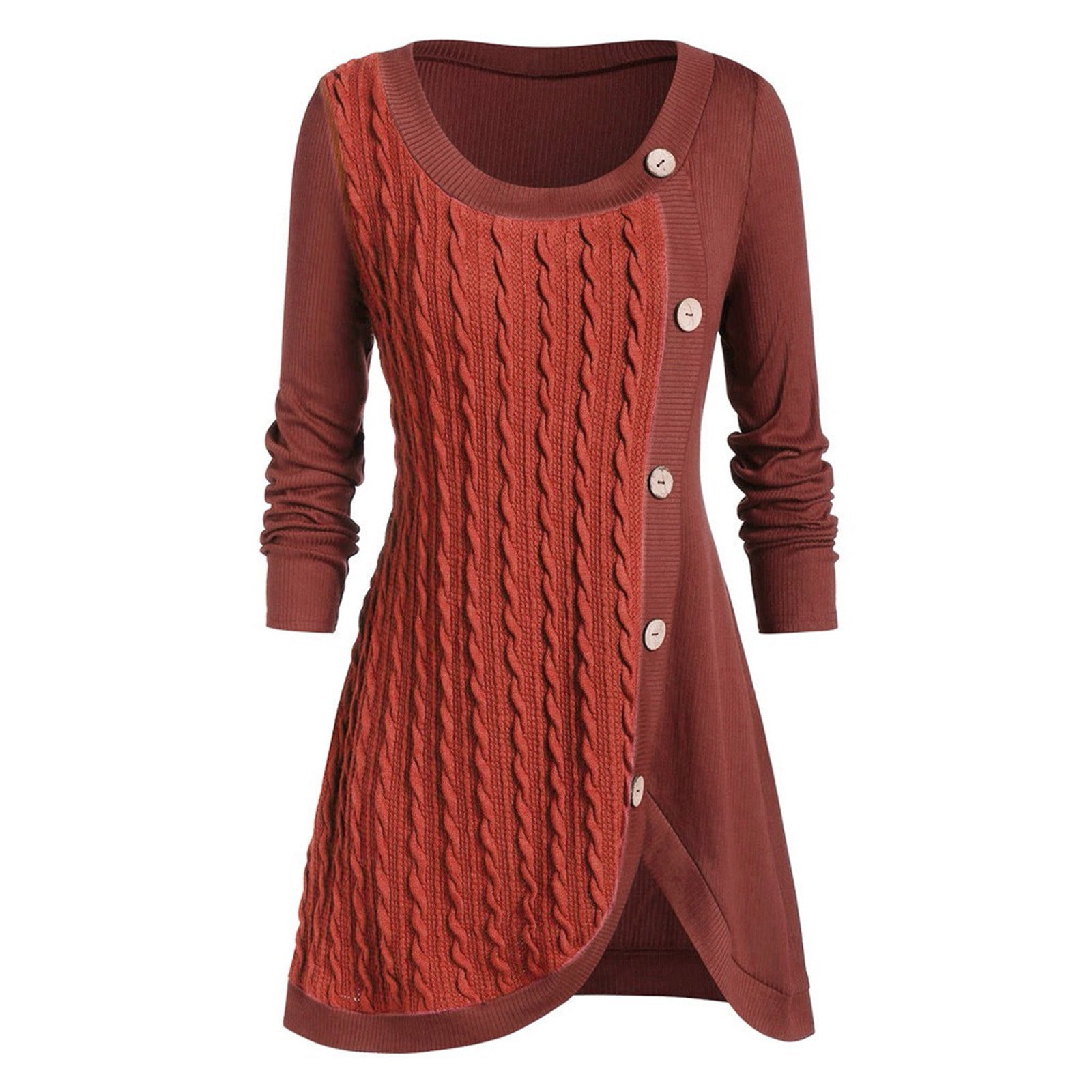 Hope & Henry Women's Long Sleeve Tipped Button Front Sweater Dress