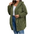thumbnail image 4 of Olyvenn Womens Fuzzy Sherpa Cardigan Open Front Fleece Jacket Oversized Hoodies Warm Fall Winter Coats Soft Outwear Pockets Army Green XXL, 4 of 8