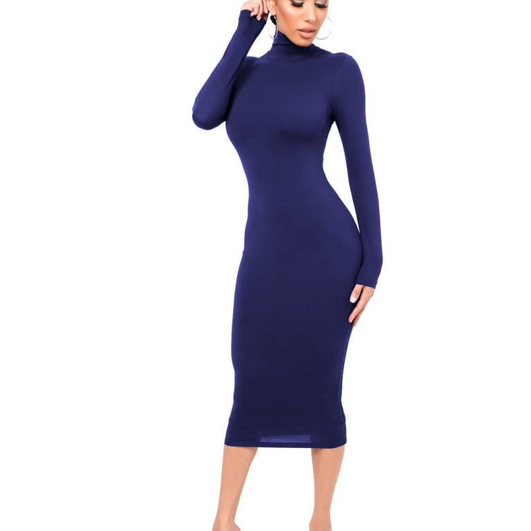 JNGSA Holiday Dresses for Women Christmas Party, Womens Bodycon Dress  Turtleneck Long Sleeve Elegant Midi Dress Cocktail Party Dress - Walmart.com