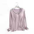 thumbnail image 2 of Shirt With Built In Bra Plus Size Fall Long Sleeve V Neck T Shirts Slim Fit Workout Casual Basic Fall Tops Outfits 2025 Light Purple M, 2 of 3