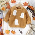 thumbnail image 2 of NOLDARES Toddler Baby Halloween Outfit Boy Girl Pumpkin Sweaters Crewneck Pullover Sweater Long Sleeve Sweater Fall Clothes,A140-Khaki, 2 of 7