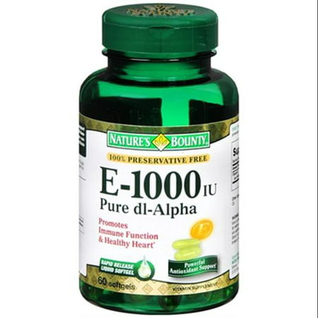 Nature's Bounty La vitamine E 1000 UI Gélules pur DL-Alpha 60 Gels mous (Pack de 6)