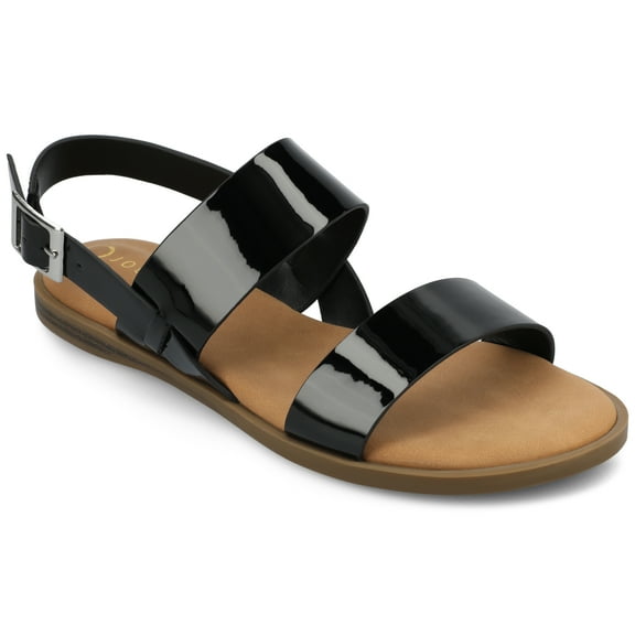 Journee Womens Wide Width Lavine Multi Strap Flat Sandals