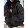thumbnail image 4 of Jacket for Women Reversible Y2k Zip Up Hoodie Fleece Fur Winter Coat Cutecore Korean Clothes Black XL, 4 of 8