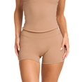 thumbnail image 1 of Pantalones Cortos Deportivos de Yoga de Alta Elasticidad para Mujer - Cintura Alta, Informales, Cómodos y Cómodos Caqui S, 1 of 6