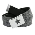 thumbnail image 1 of Women's Silver Flip Top Star Belt Buckle with Canvas Web Belt Large Glitter Black, 1 of 3