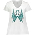 thumbnail image 3 of Inktastic Ovarian Cancer Awareness with Butterfly Ribbon Words Women's Plus Size V-Neck T-Shirt, 3 of 5