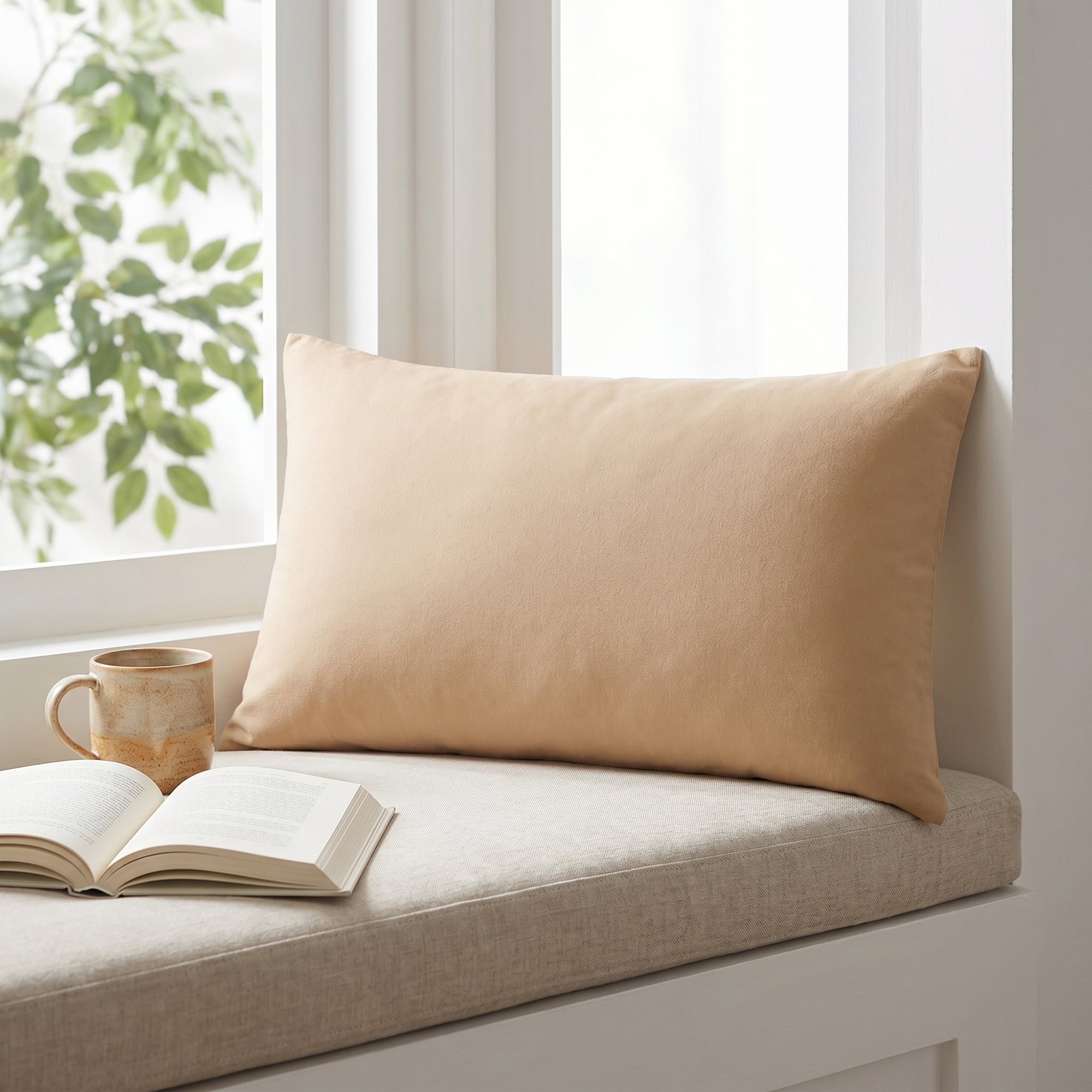 Unique Bargains 2 Pcs Cotton Pillowcase Envelope Closure Wrinkle Resistant Khaki