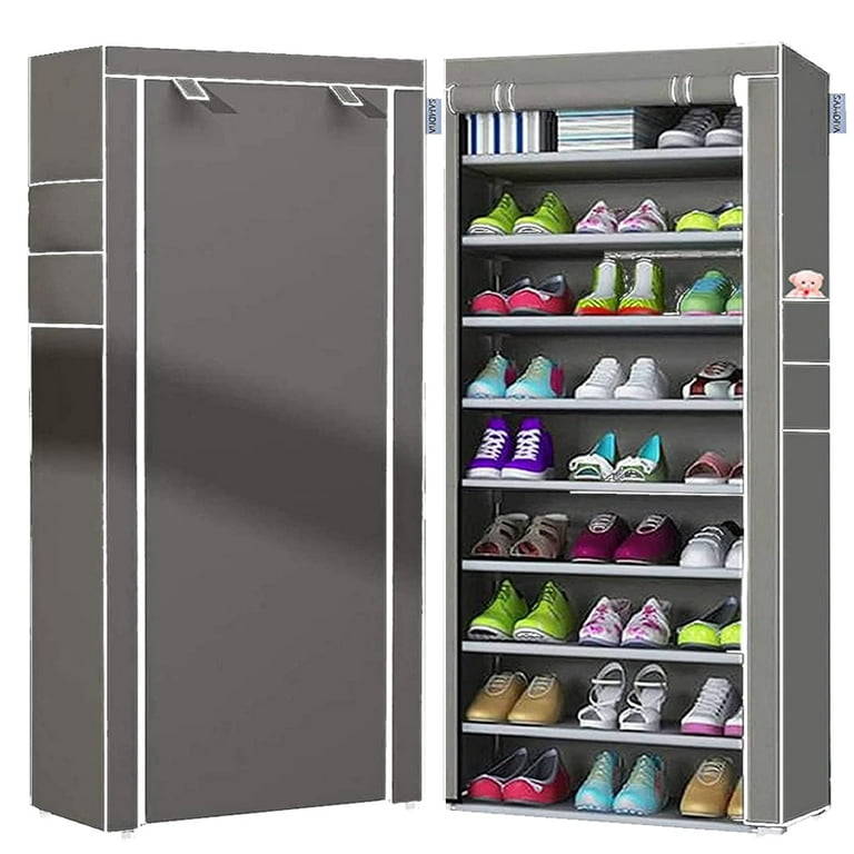 Kayfia 9 Tiers Shoe Rack Shoe Organizer Storage with Non-Woven Fabric Tall  Shoe Shelf Shoe