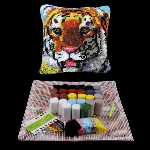 Animal latch and hook Rug Children DIY Needlework Yarn Pillowcase Cushion Embroidery Crafts Tiger