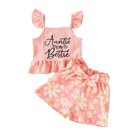 

nsendm Big Blankets for Baby Girl Toddler Girls Sleeveles Ribbed Letter Printed T Shirt Vest Tops Floral Kepi Baby Pink 6 Months
