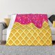 thumbnail image 1 of Fotbe Red Ice Cream Manta de Franela con Estampado, Manta Ultrasuave para Cama, Sofá, Auto, Hipoalergénica y Antibolitas-80"x60", 1 of 6