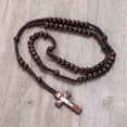 thumbnail image 4 of Unisex Colgante de madera Collar Cruz Rosario Cuentas Collares Cadena (Café), 4 of 4