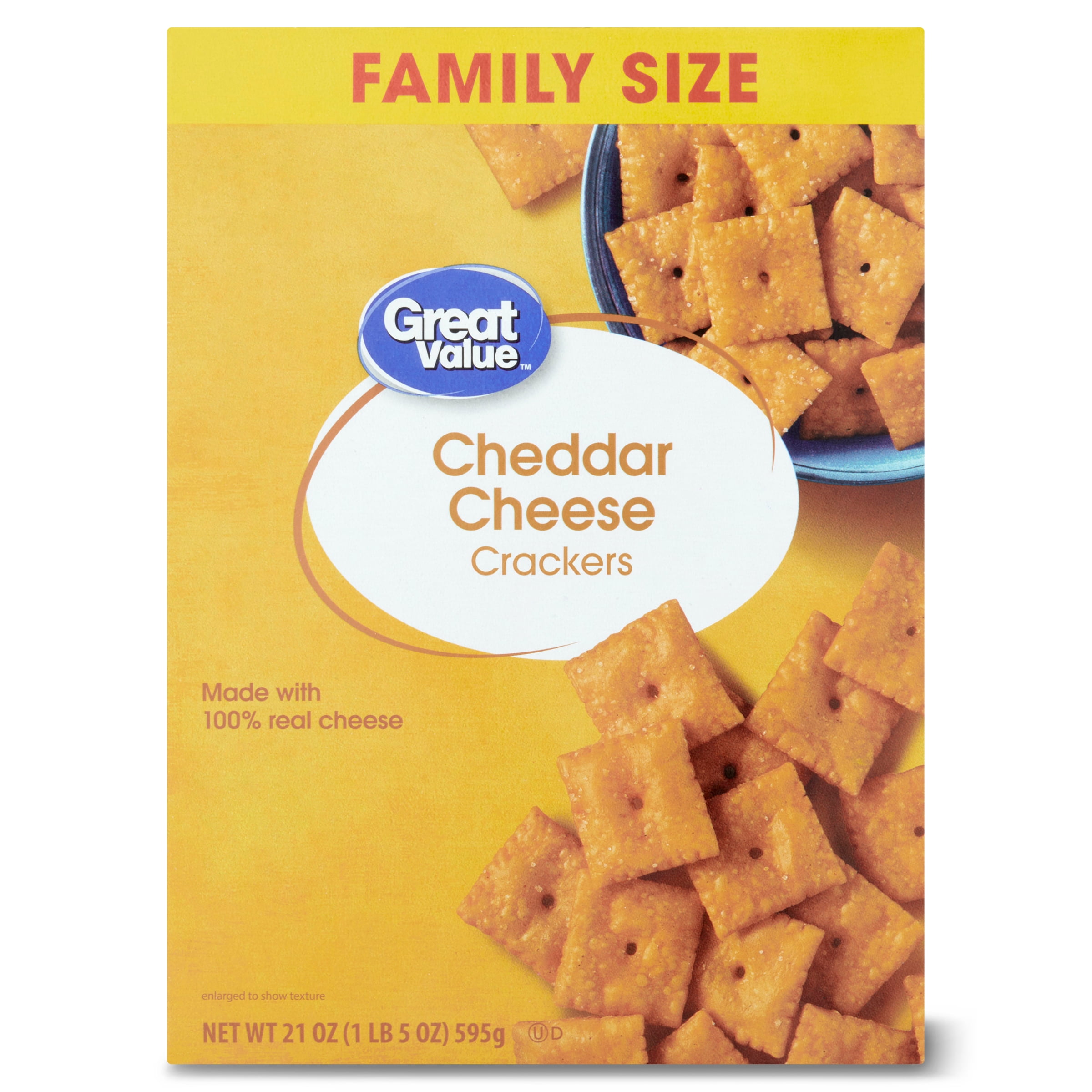 Great Value Family Size Cheddar Cheese Crackers, Family Size, 21 oz