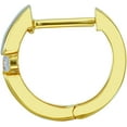 thumbnail image 5 of Small Huggie Hoop Earrings Solid 14k Yellow White Gold CZ Huggies Hoops Round Fancy Two Tone 13 mm, 5 of 7