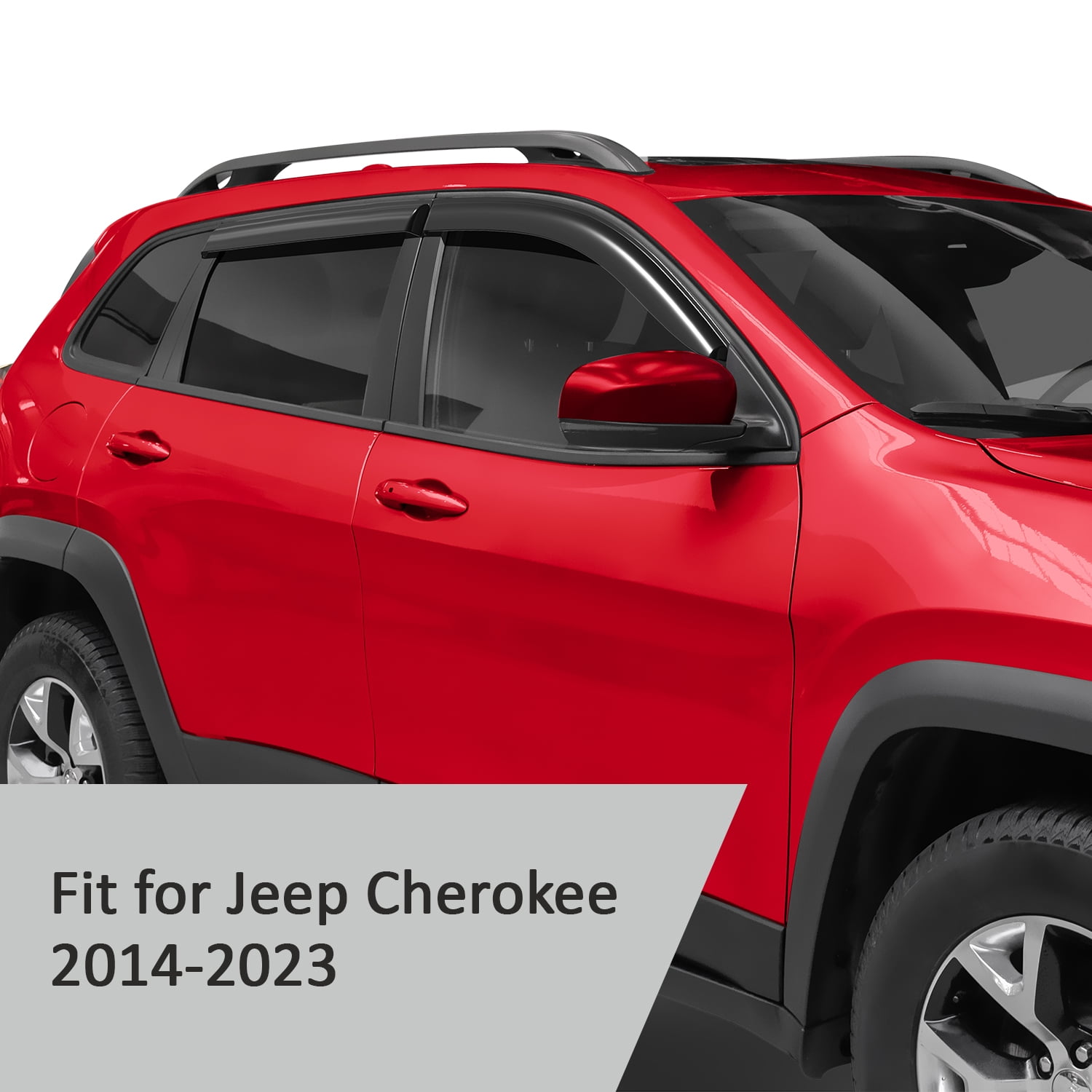 Voron Glass Tape-on Extra Durable Rain Guards for Jeep Cherokee 2014-2023, Window Deflectors, Vent Window Visors, 4 Pieces - 100854