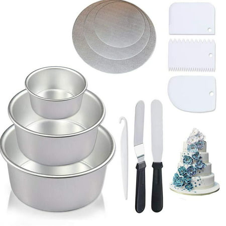 4 7 9 Leakproof Aluminum Round Cheesecake Pan - foil Boards,Cake Stripping Knife 2 Icing Spatulas 3 Icing