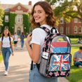 thumbnail image 3 of ZIATUBLES Clear Backpack, Heavy Duty Fabric & PVC Transparent Bookbag with Union Jack Graffiti Print, Large Capacity See Through Backpack for School College Work Travel Security, 3 of 7