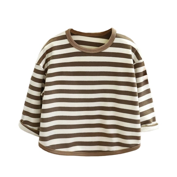 hotojiny Infant Cotton T-Shirt Newborn Outfit Summer Long Sleeve Tee Kids Toddler Crew Neck Undershirts Stripes Basic Top 6 M-10 Y