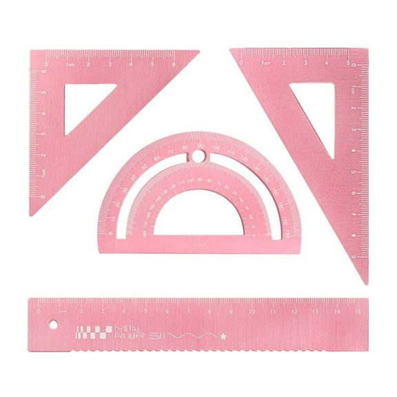 School Geometry Tool Set Metal Drawing Ruler for Student Including Metal Straight Ruler Set Square Protractor and Case