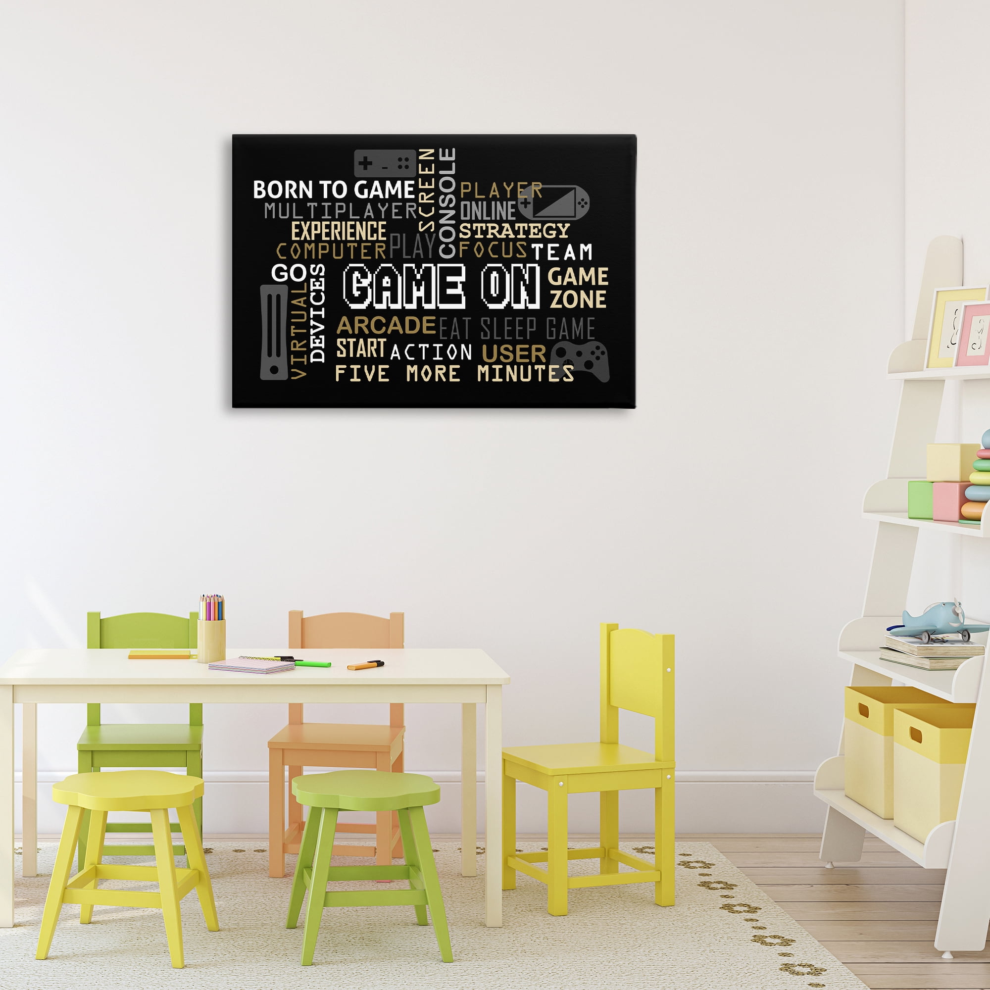 Stupell Industries Game On Gamer Typography Canvas Wall Art, design by Kim Allen