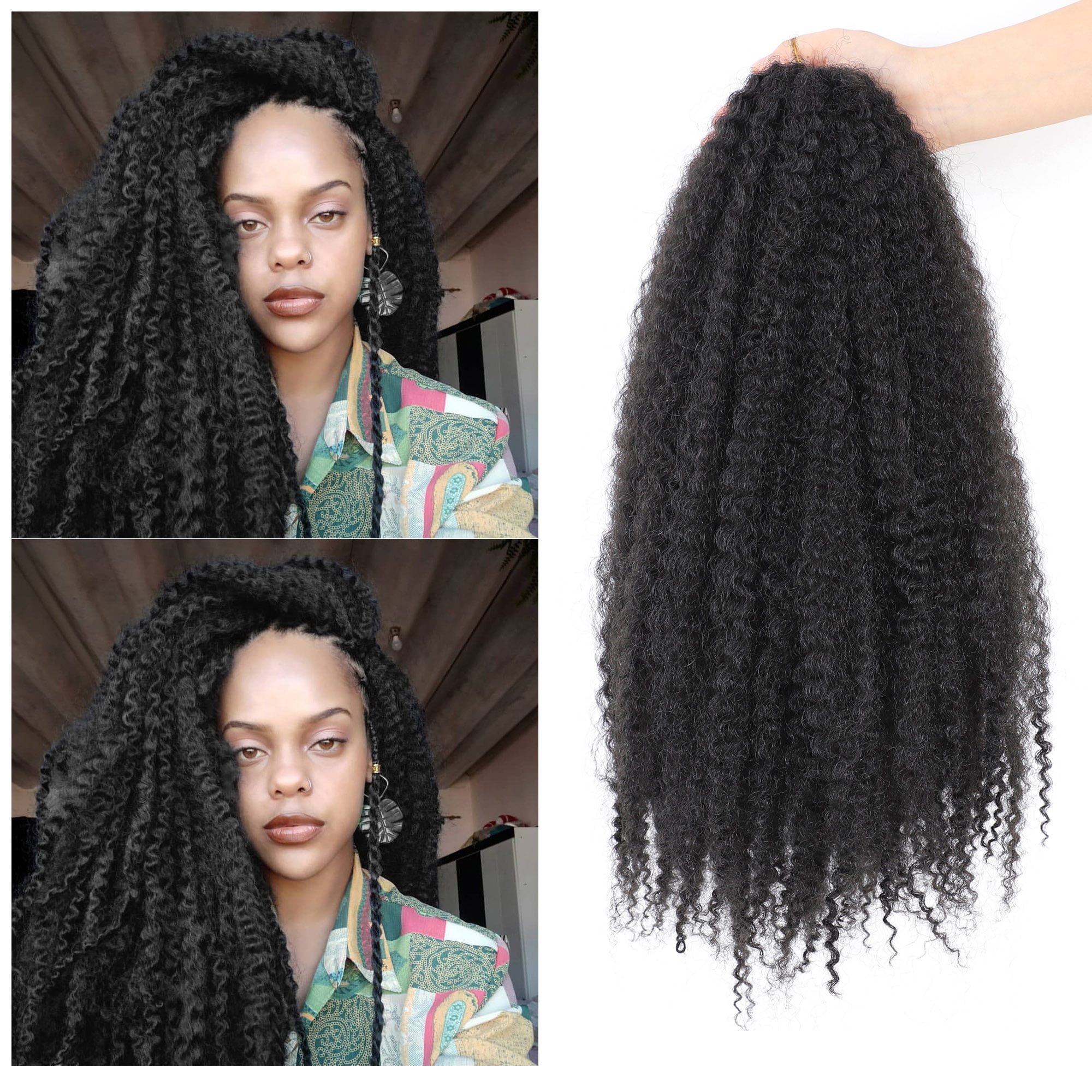 Procener Marley Hair 24 Inch 1B Afro Twist for Faux Locs Crochet Hair 3  Packs Synthetic Hair 