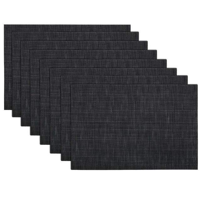Juego de 8 unidades de vinilo tejido para mesa de comedor, de la marca Placemats, color negro