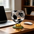thumbnail image 5 of Vaso de vidrio con forma de balón de fútbol y base de trofeo, vidrio transparente, para cerveza, agua, cócteles, fanáticos del deporte, noche de juegos, regalo para entusiastas del fútbol., 5 of 5
