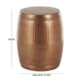 thumbnail image 4 of DecMode Copper Metal Drum Handmade Side End Accent Table with Hammered Design, 14" x 14" x 19", 4 of 14