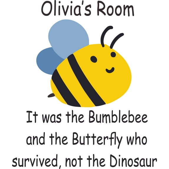 Bumblebee Butterfly Bee Quote Cartoon Customized Wall Decal - Custom Vinyl Wall Art - Personalized Name - Baby Girls Boys Kids Bedroom Wall Decal Room Decor Wall Stickers Decoration Size (20x18 inch)