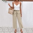 thumbnail image 1 of TaTaai Women Loose Fit Solid Cotton Linen Trousers Elastic Waist Side Pockets Ladies Weekend Outdoor Vacation Wear Breathable No Fading Soft Stylish Versatile Trousers Gift, 1 of 7