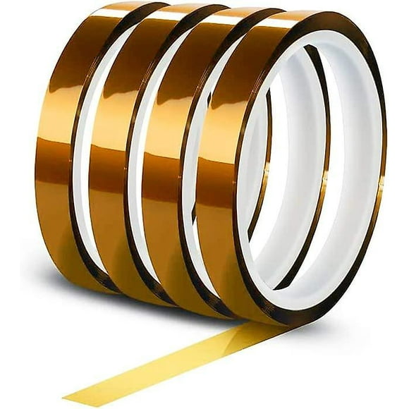 4pcs Polyimide Film Adhesive Tape, Heat Resistant Tape, Kapton Tape, For 3d Printer, Masking, Soldering, Circuit Board Insulator (4pcs 12mm 33m)